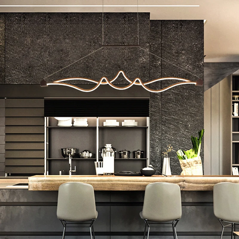 Spiraal acryl hangende kroonluchter modernistische led zwarte hangende plafondlamp voor eetkamer wit/warm/natuurlijk licht...