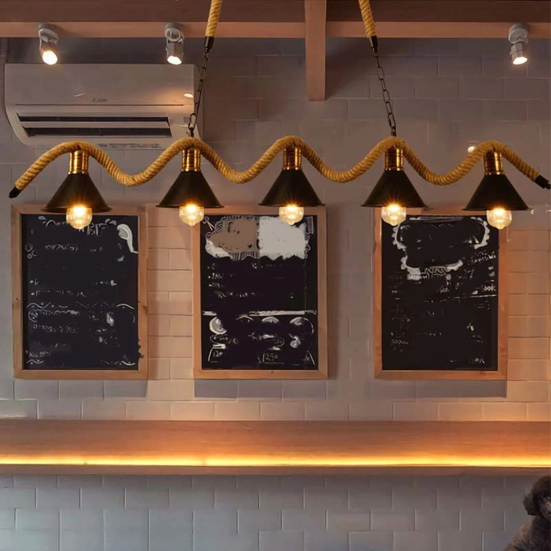 Spiraalvormige hanglamp loftstijl, bar-eilandlamp met kegelvormige kap zwart Clearhalo