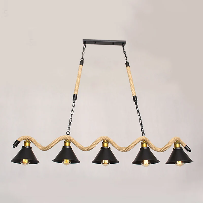 Spiraalvormige hanglamp loftstijl, bar-eilandlamp met kegelvormige kap zwart Clearhalo