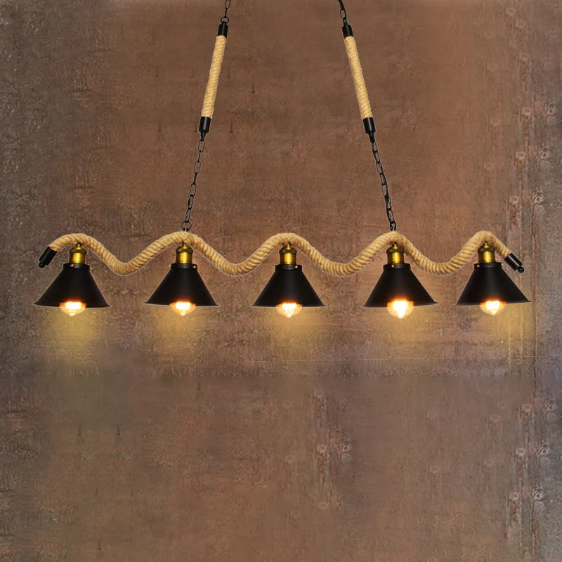 Spiraalvormige hanglamp loftstijl, bar-eilandlamp met kegelvormige kap zwart Clearhalo