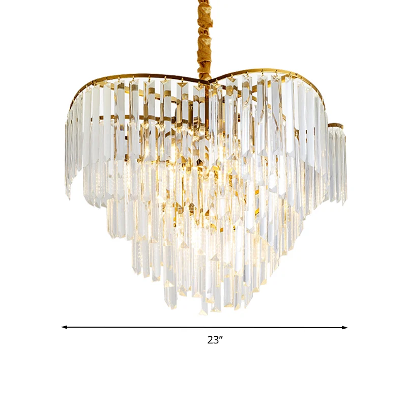 Spiraalvormige hanglamp postmoderne driezijdige heldere kristallen staaf 5-kops gouden hangende kroonluchter Clearhalo