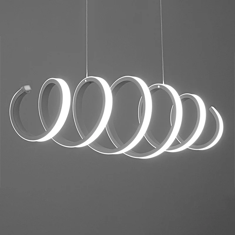 Spiraalvormige LED-eilandhanglamp Minimalistische metalen witte hanglamp warm/wit licht Clearhalo