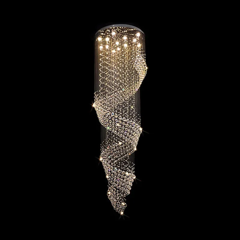 Spiraalvormige LED-hanglamp voor woonkamer Minimalistisch helder kristal 13-lichts zilveren multi-lichtkroonluchter Clearhalo