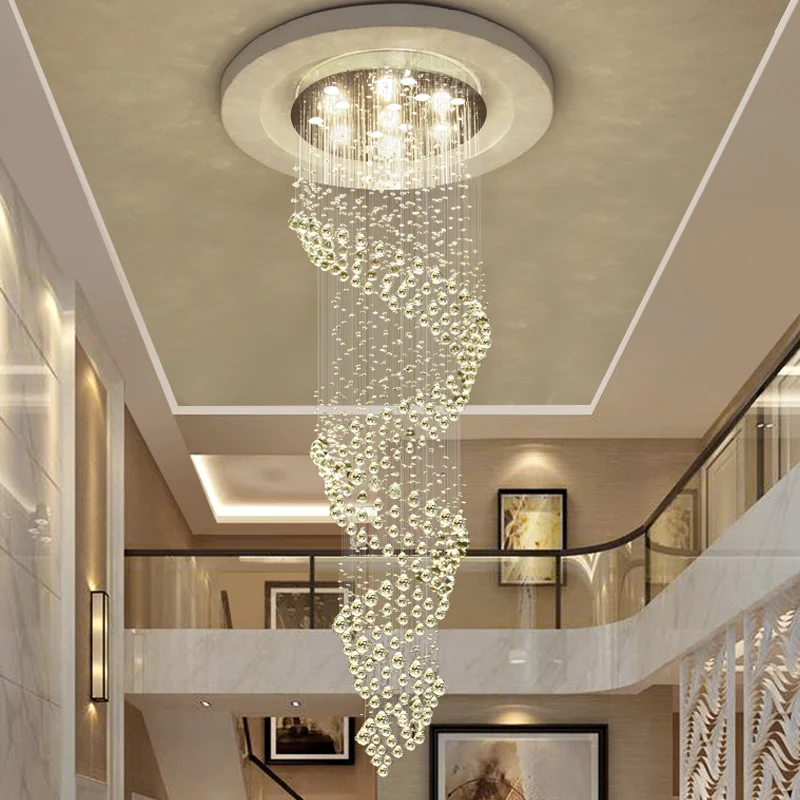 Spiraalvormige LED-hanglamp voor woonkamer Minimalistisch helder kristal 13-lichts zilveren multi-lichtkroonluchter Clearhalo
