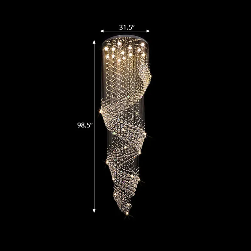 Spiraalvormige LED-hanglamp voor woonkamer Minimalistisch helder kristal 13-lichts zilveren multi-lichtkroonluchter Clearhalo