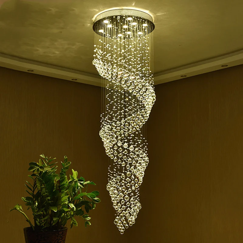Spiraalvormige LED-hanglamp voor woonkamer Minimalistisch helder kristal 13-lichts zilveren multi-lichtkroonluchter Clearhalo