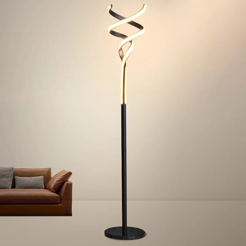 Spiraalvormige metalen accentvloerlamp Minimalistische LED-stand-uplamp voor woonkamer Clearhalo
