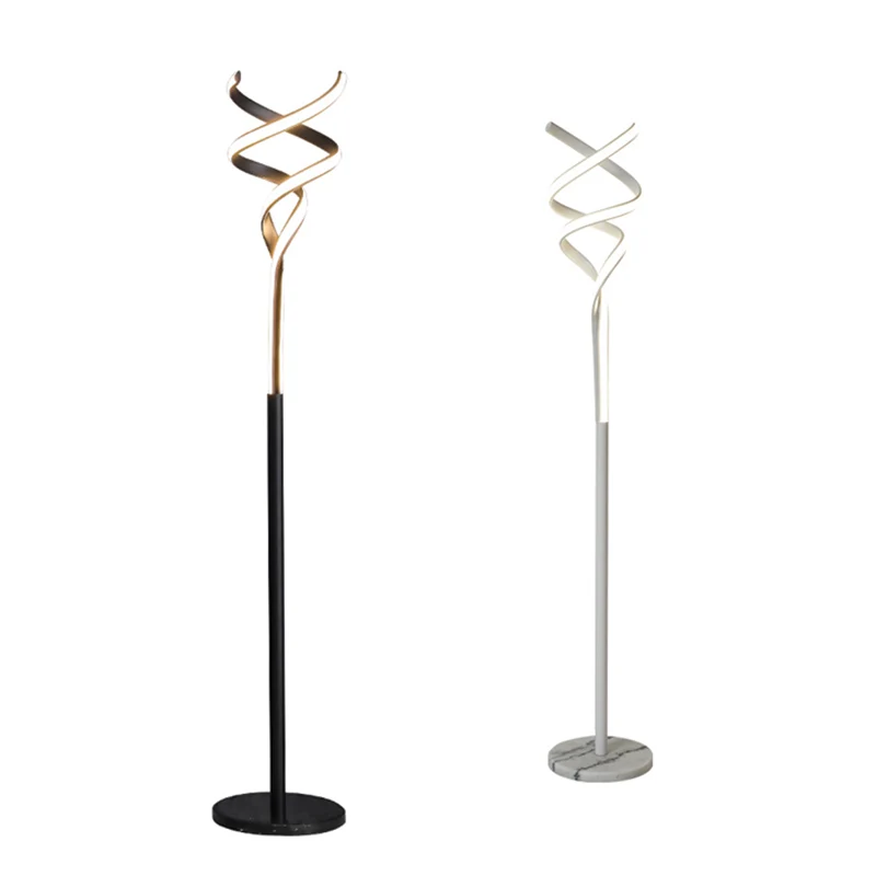 Spiraalvormige metalen accentvloerlamp Minimalistische LED-stand-uplamp voor woonkamer Clearhalo