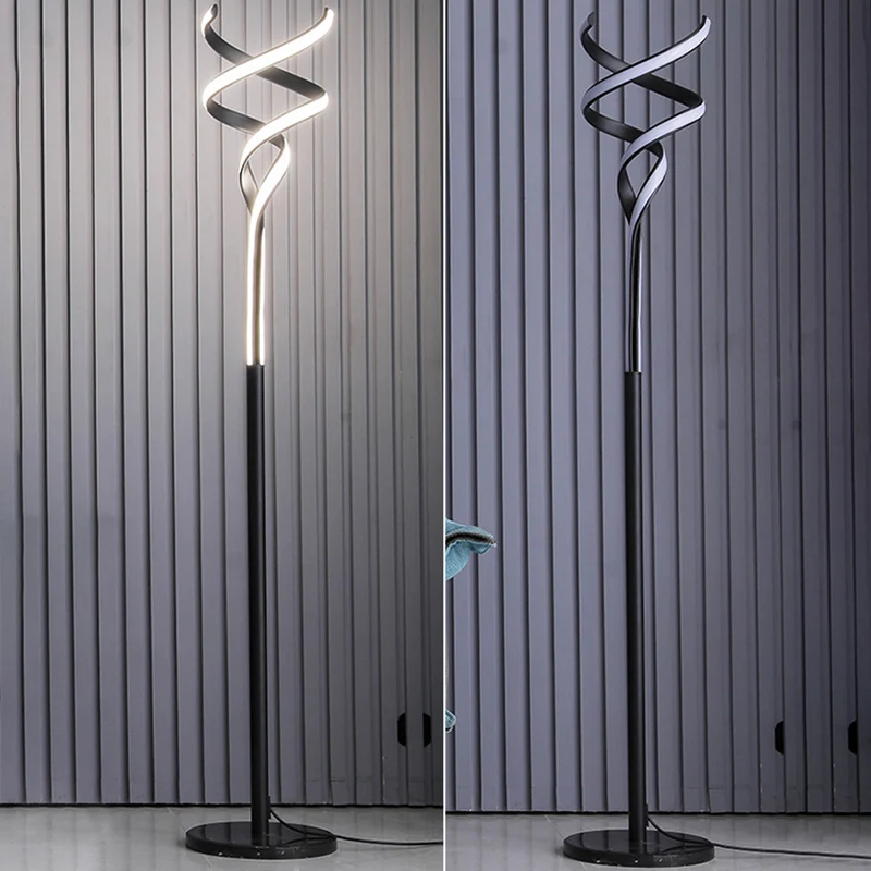 Spiraalvormige metalen accentvloerlamp Minimalistische LED-stand-uplamp voor woonkamer Clearhalo