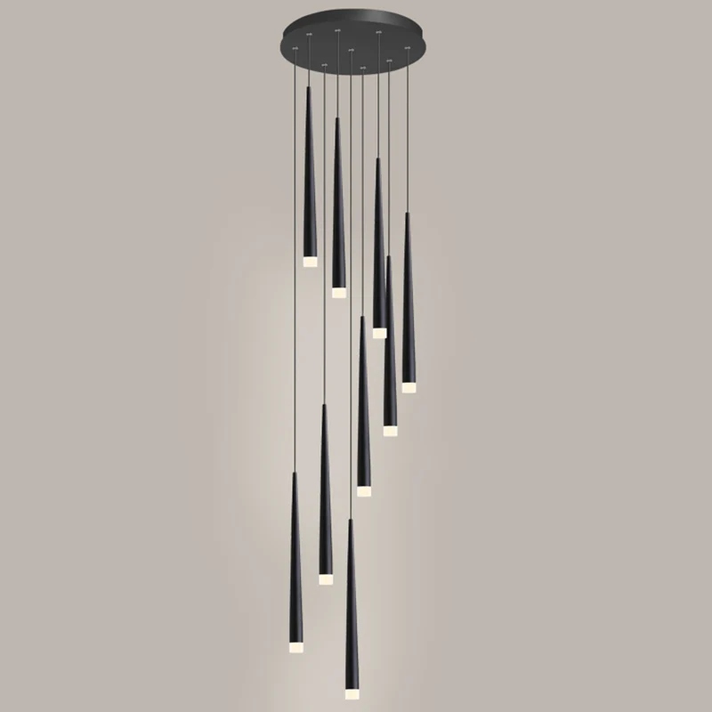 Spiraalvormige multiplafondlamp Minimalistische metalen trapophangverlichting met acrylkap Clearhalo