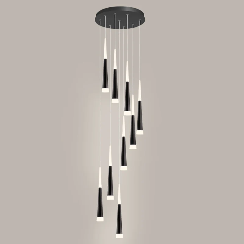 Spiraalvormige multiplafondlamp Minimalistische metalen trapophangverlichting met acrylkap Clearhalo
