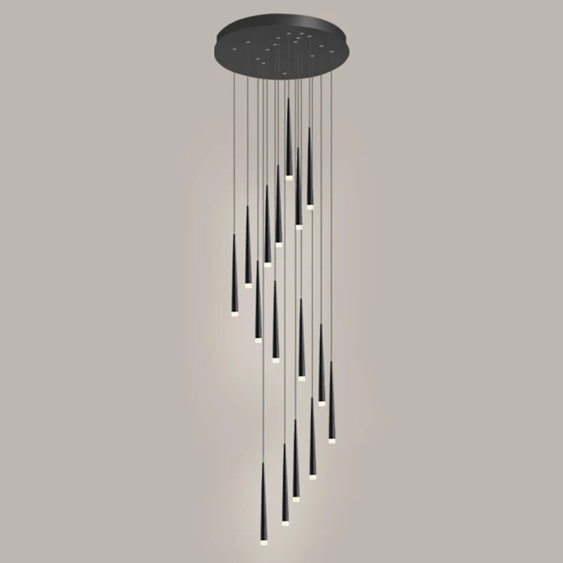 Spiraalvormige multiplafondlamp Minimalistische metalen trapophangverlichting met acrylkap Clearhalo