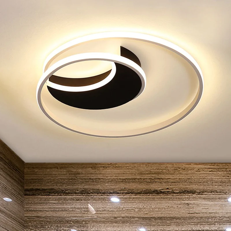 Spiraalvormige plafondlamp Eenvoudig acryl 16"/19,5"/23,5" brede LED Wit/zwart Inbouwverlichting warm/wit licht Clearhalo