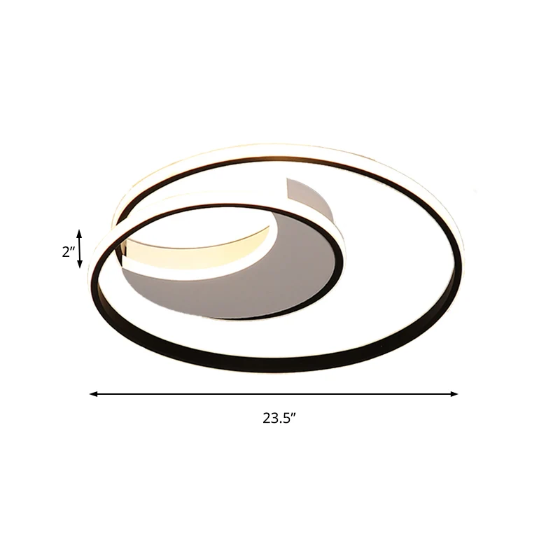 Spiraalvormige plafondlamp Eenvoudig acryl 16"/19,5"/23,5" brede LED Wit/zwart Inbouwverlichting warm/wit licht Clearhalo