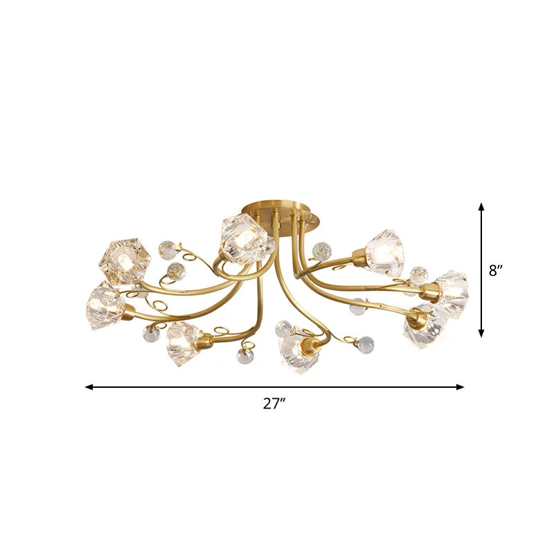 Spoetnik afgeschuinde kristallen plafondverzonken minimalisme 8 koppen gouden inbouwverlichting Clearhalo