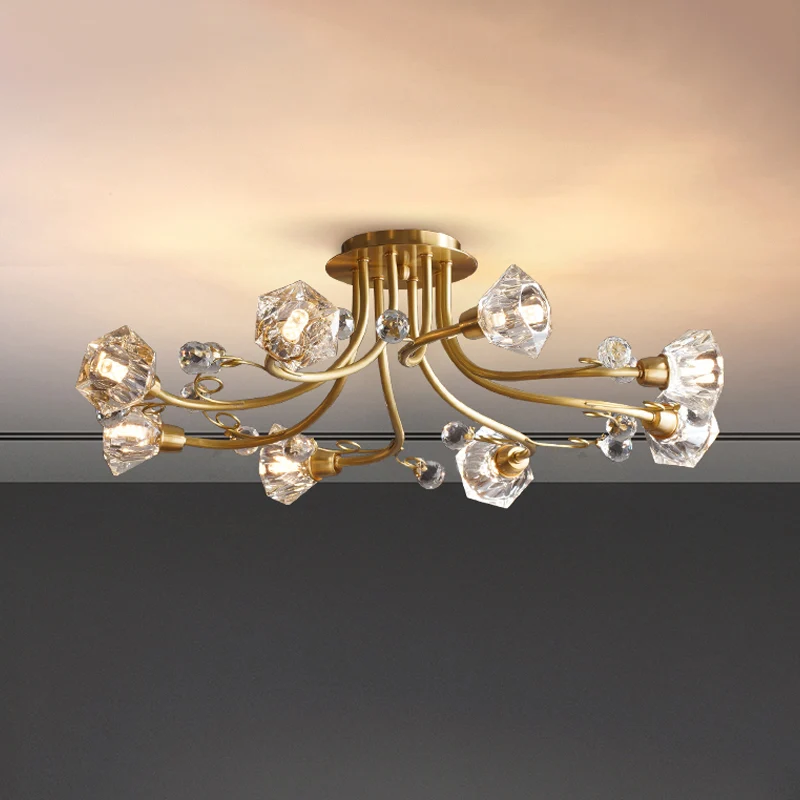 Spoetnik afgeschuinde kristallen plafondverzonken minimalisme 8 koppen gouden inbouwverlichting Clearhalo