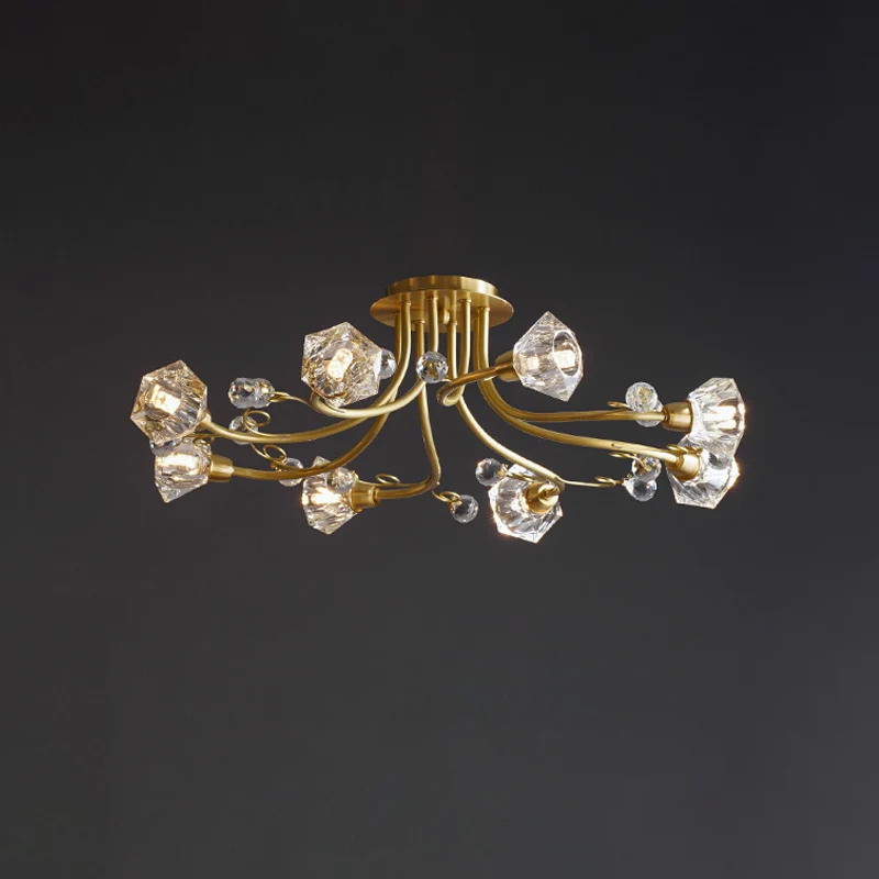 Spoetnik afgeschuinde kristallen plafondverzonken minimalisme 8 koppen gouden inbouwverlichting Clearhalo