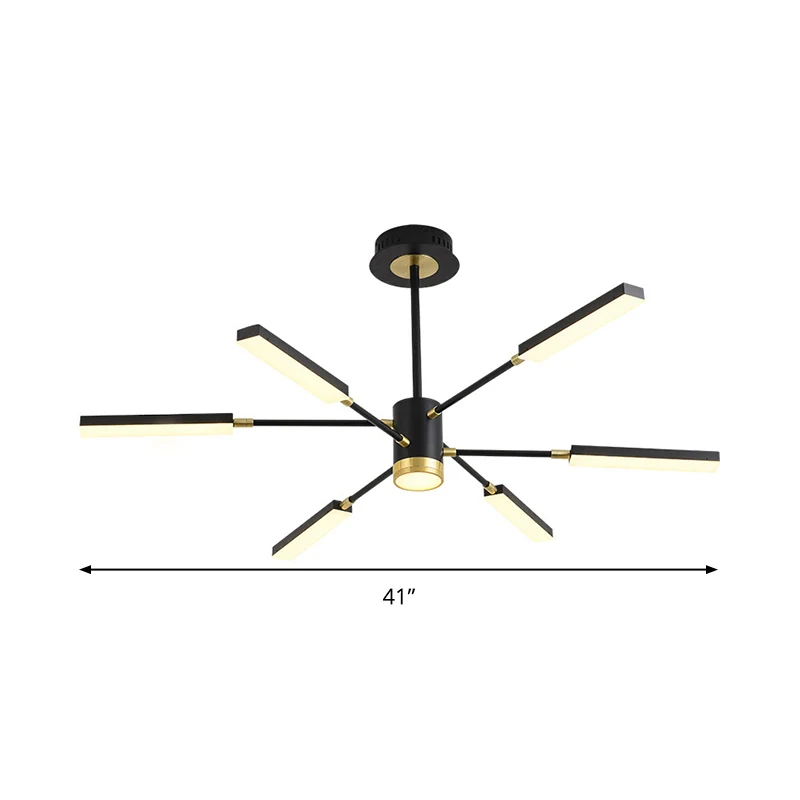 Spoetnik hanglampset modernisme metaal 6/8 koppen zwarte hangende kroonluchter warm/wit licht Clearhalo