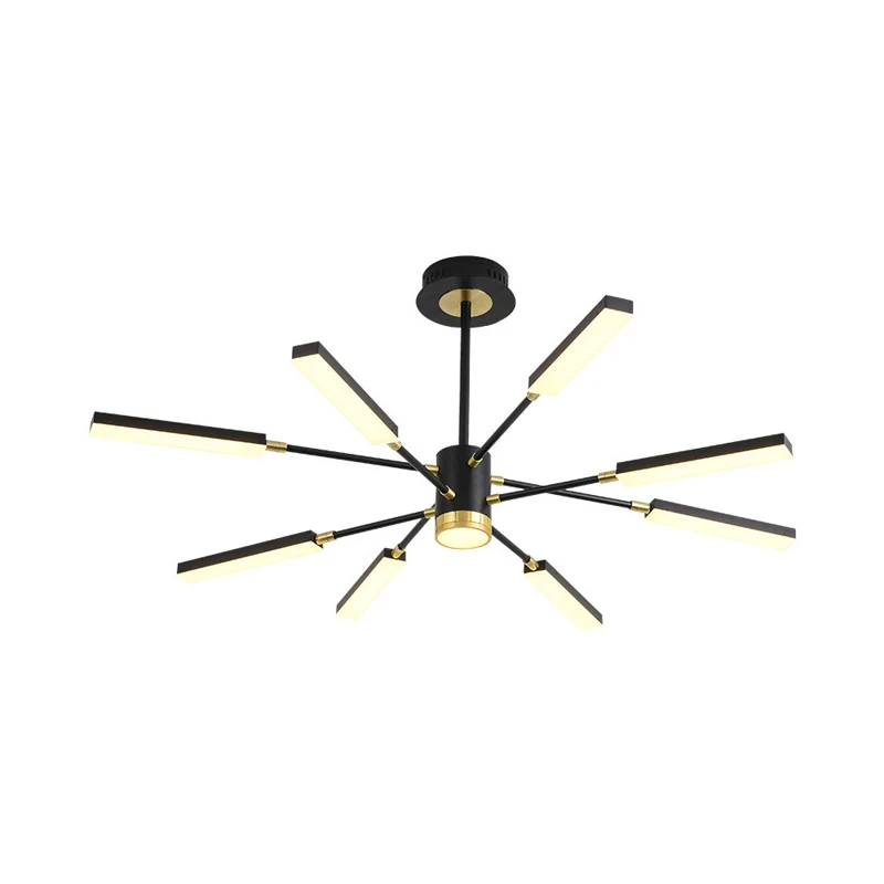 Spoetnik hanglampset modernisme metaal 6/8 koppen zwarte hangende kroonluchter warm/wit licht Clearhalo