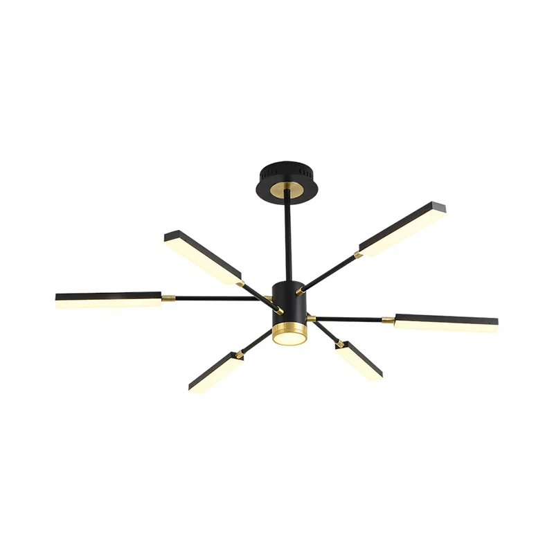 Spoetnik hanglampset modernisme metaal 6/8 koppen zwarte hangende kroonluchter warm/wit licht Clearhalo