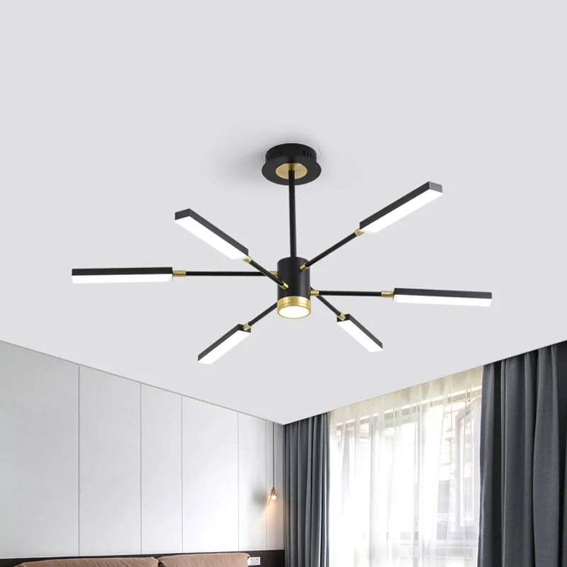 Spoetnik hanglampset modernisme metaal 6/8 koppen zwarte hangende kroonluchter warm/wit licht Clearhalo