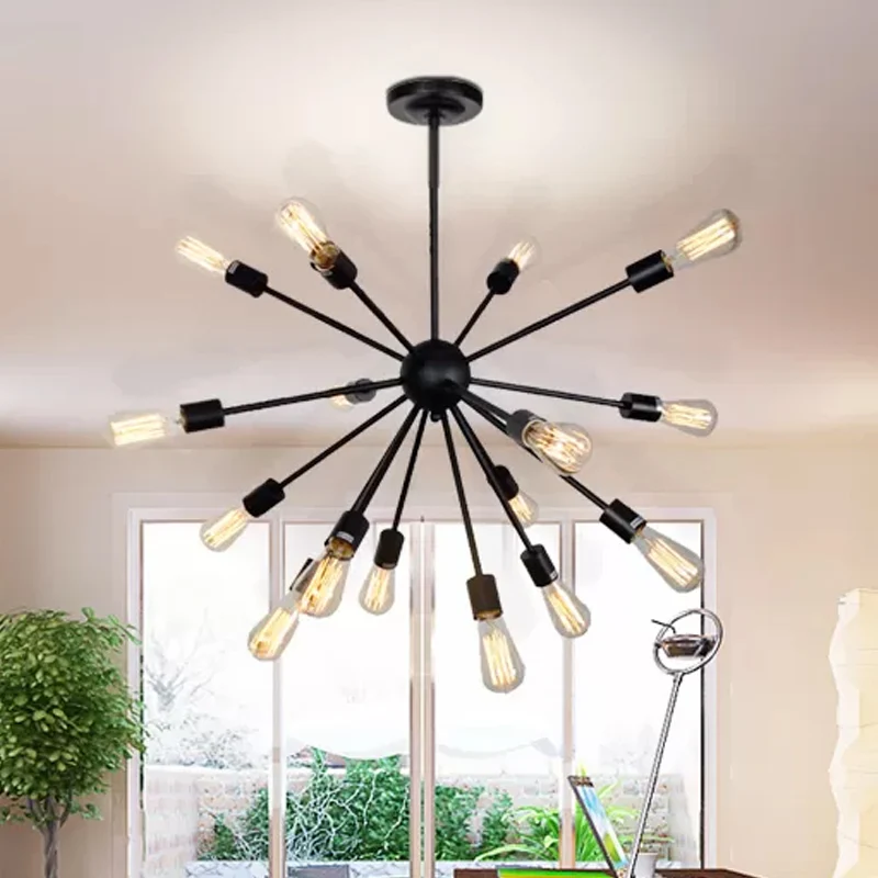 Spoetnik kroonluchter hanglamp Scandinavisch metaal 16 lichts zwarte hangende hanglamp Clearhalo