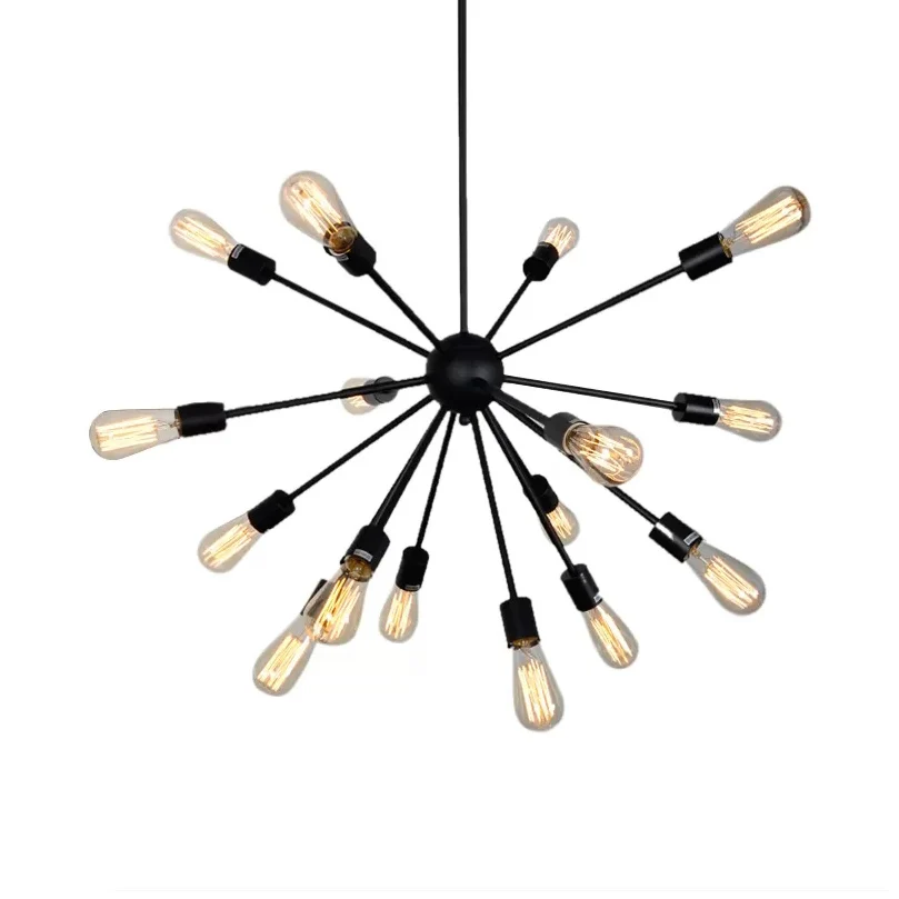 Spoetnik kroonluchter hanglamp Scandinavisch metaal 16 lichts zwarte hangende hanglamp Clearhalo