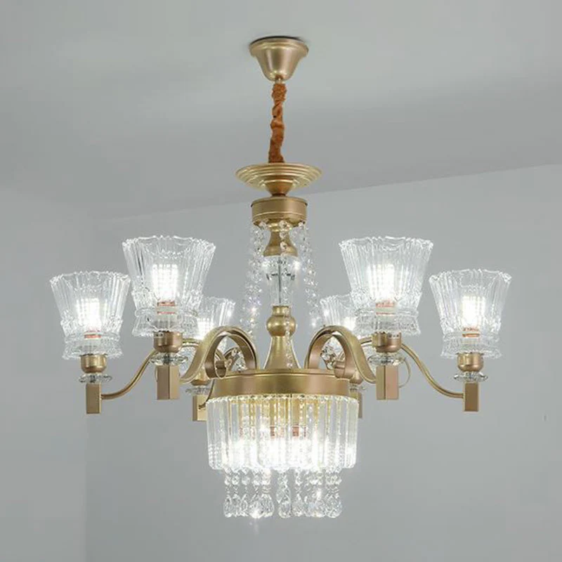 Spoetnik Plafondkroonluchter Hedendaags Kristal 11/13/15 Hoofden 37,5"/40,5"/41" Breed Satijn Messing Hanglamp Clearhalo