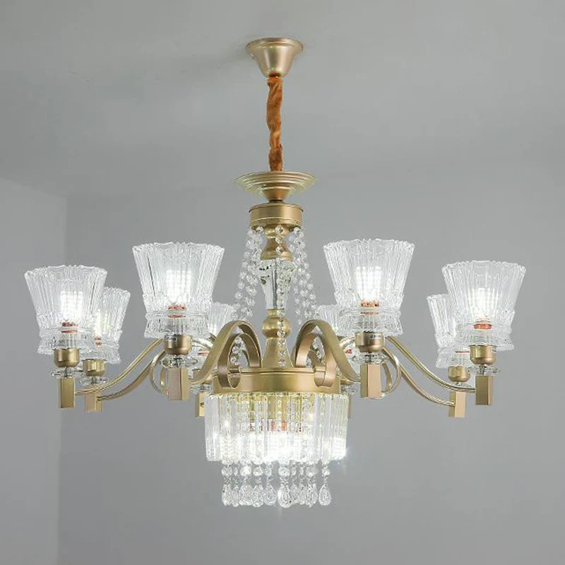 Spoetnik Plafondkroonluchter Hedendaags Kristal 11/13/15 Hoofden 37,5"/40,5"/41" Breed Satijn Messing Hanglamp Clearhalo