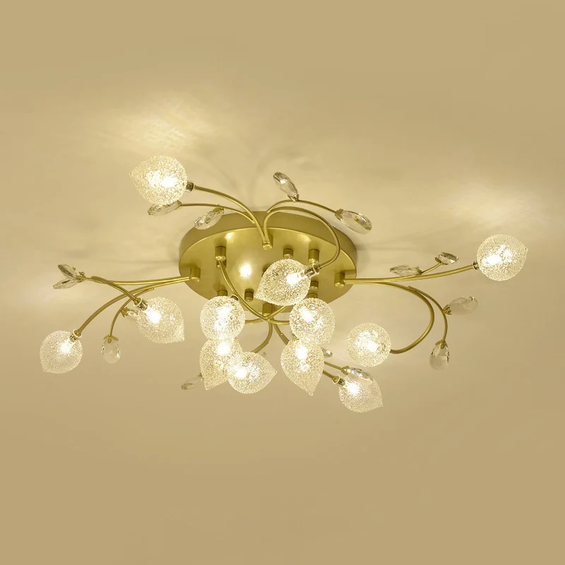 Spoetnik semi-inbouwlamp rustiek helder glas 8/12-koppige slaapkamer plafondinbouw met kristallen deco zwart/goud Clearhalo