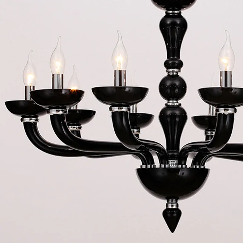 Spoetnik woonkamer kroonluchter verlichting antiek beige/wit/zwart glas 10 koppen chroom hangende hanglamp Clearhalo