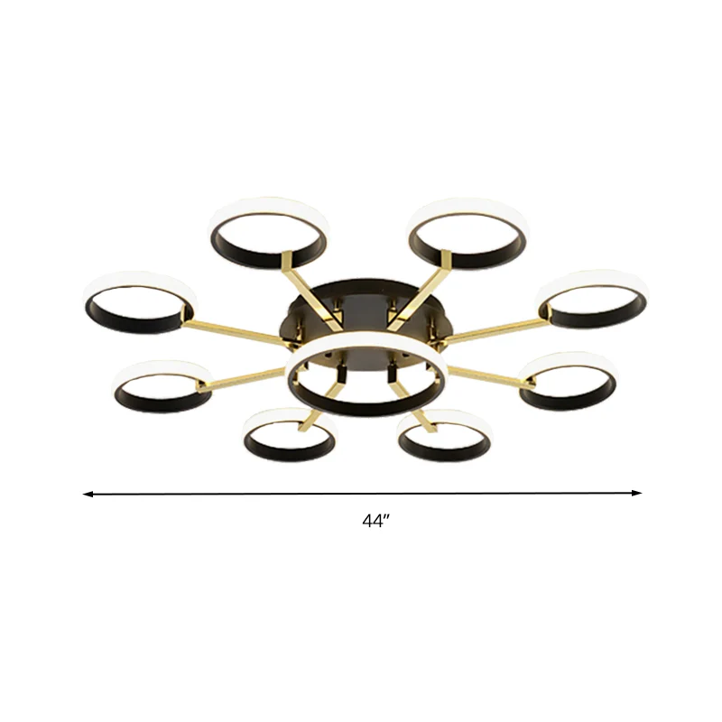 Sputnik Inbouwplafond Modern Acryl 7/9 Lichten Woonkamer Geïntegreerde LED-plafondverlichting zwart Clearhalo