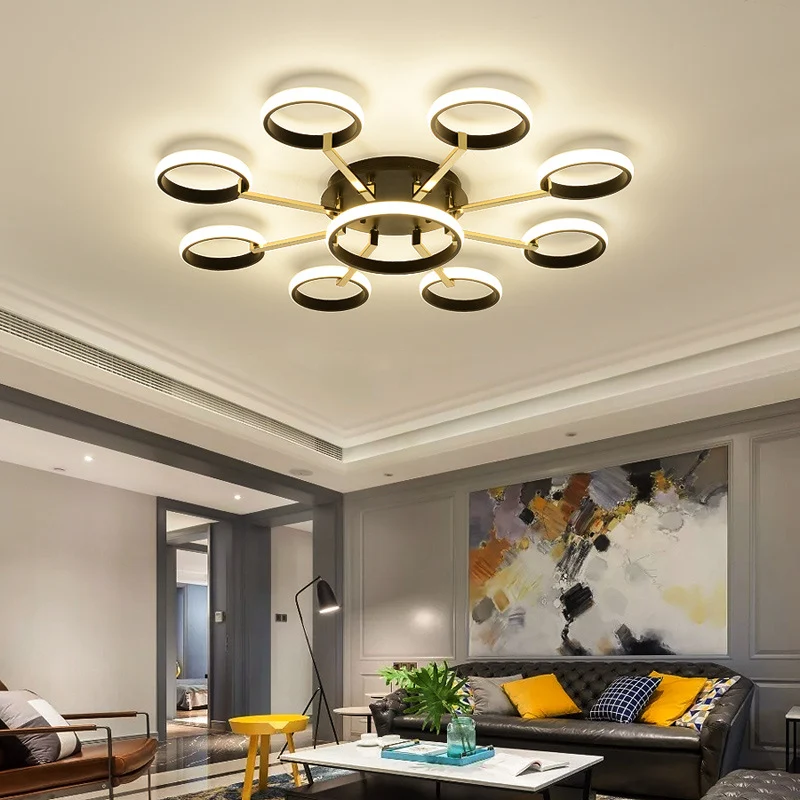 Sputnik Inbouwplafond Modern Acryl 7/9 Lichten Woonkamer Geïntegreerde LED-plafondverlichting zwart Clearhalo
