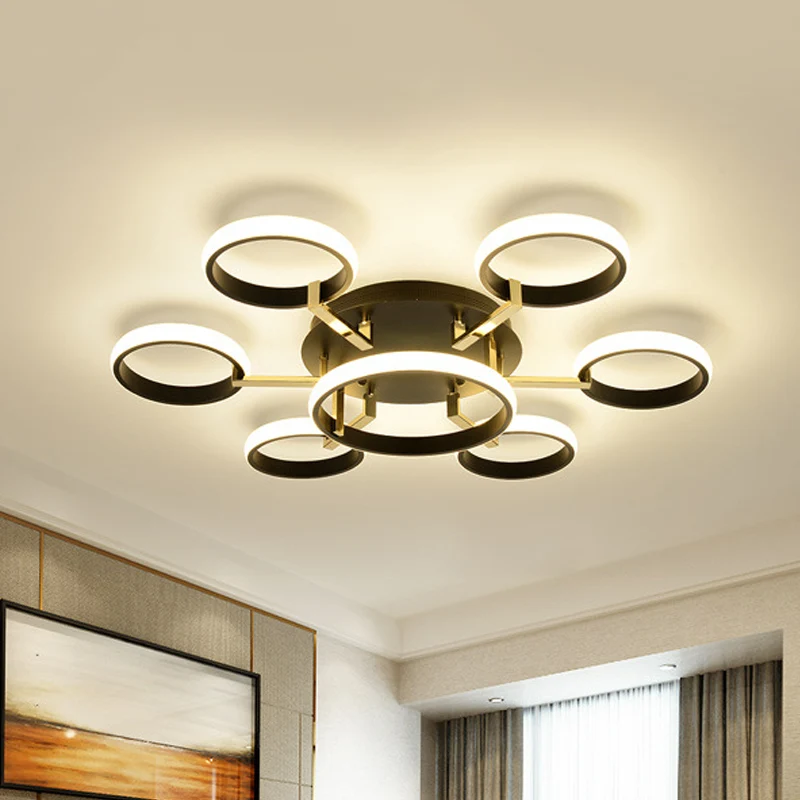 Sputnik Inbouwplafond Modern Acryl 7/9 Lichten Woonkamer Geïntegreerde LED-plafondverlichting zwart Clearhalo
