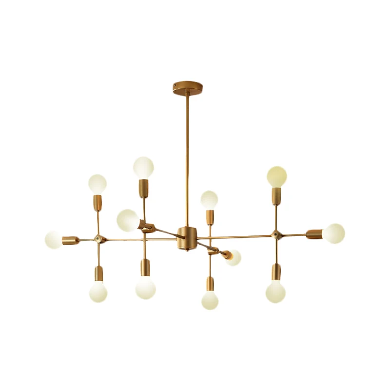 Sputnik Woonkamer Hangende Kroonluchter Opaalglas 9/12/15 Lichten Modernistische Hanglamp Zwart/Goud Clearhalo