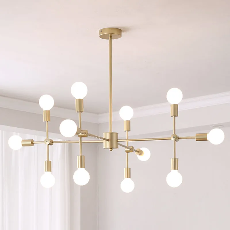 Sputnik Woonkamer Hangende Kroonluchter Opaalglas 9/12/15 Lichten Modernistische Hanglamp Zwart/Goud Clearhalo