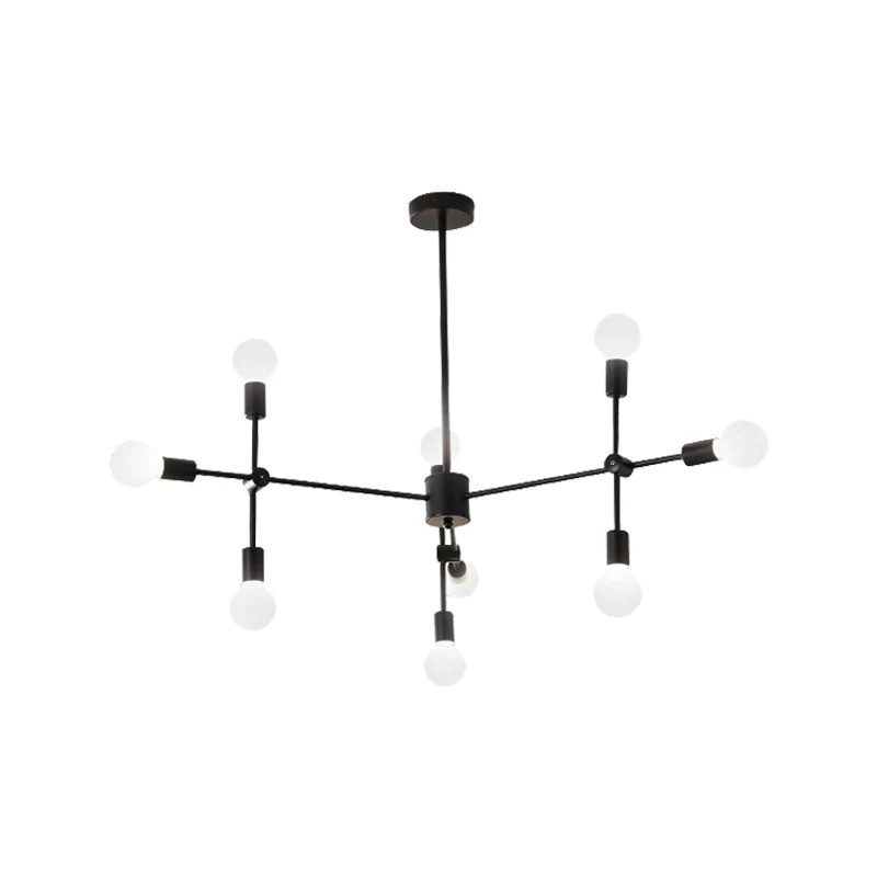 Sputnik Woonkamer Hangende Kroonluchter Opaalglas 9/12/15 Lichten Modernistische Hanglamp Zwart/Goud Clearhalo
