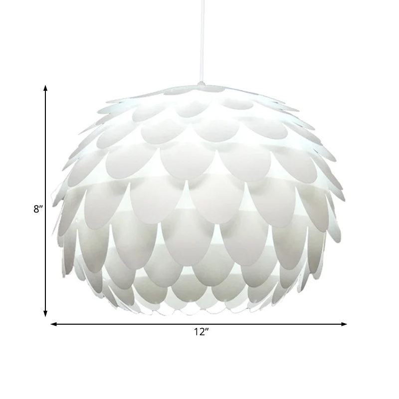 Squama hanglamp Arc Deco kunststof 1 licht wit plafond hanglamp voor slaapkamer, 12"/16" breed Clearhalo