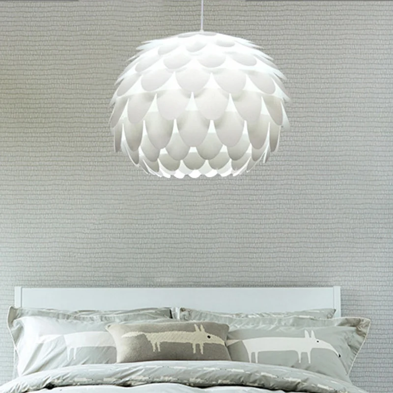 Squama hanglamp Arc Deco kunststof 1 licht wit plafond hanglamp voor slaapkamer, 12"/16" breed Clearhalo