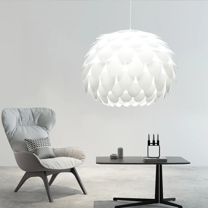 Squama hanglamp Arc Deco kunststof 1 licht wit plafond hanglamp voor slaapkamer, 12"/16" breed Clearhalo