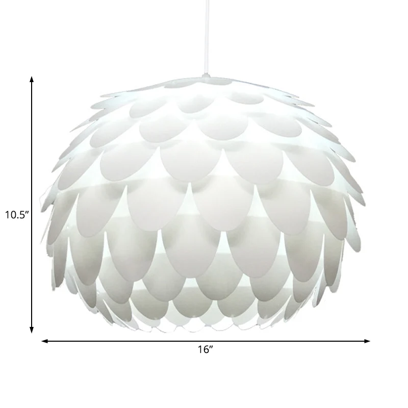 Squama hanglamp Arc Deco kunststof 1 licht wit plafond hanglamp voor slaapkamer, 12"/16" breed Clearhalo