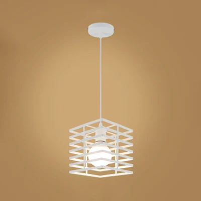 Squared Cage Restaurant Plafondhanglamp Retrostijl Metaal 1-lichts zwart/witte hanglamp Clearhalo