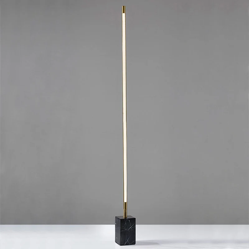 Staafvormige LED-vloerlamp Eenvoud Marmer Zwart/Goud Vloerstaande lamp voor woonkamer Clearhalo
