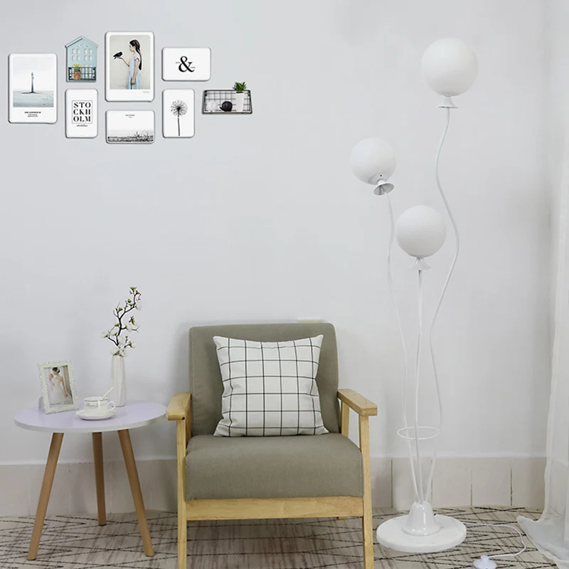 Staande ballamp met gebogen arm, modernistisch glas, 3 koppen, woonkamervloerleeslamp zwart/wit Clearhalo
