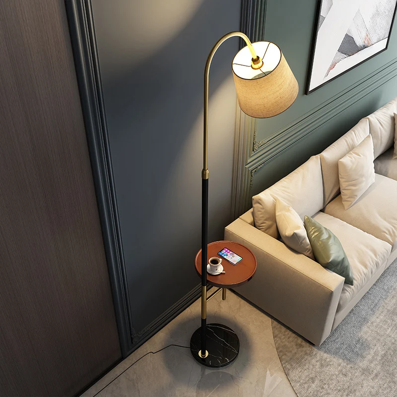 Staande lamp met één lamp, traditioneel taps toelopende vorm, staande lamp van stof met blad, zwart Clearhalo