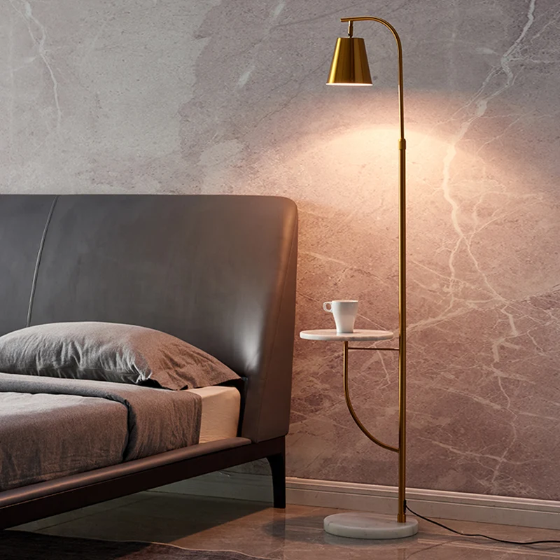 Staande lamp met metalen bel, Scandinavische stijl, 1 kop, woonkamervloerverlichting met marmeren voet Clearhalo