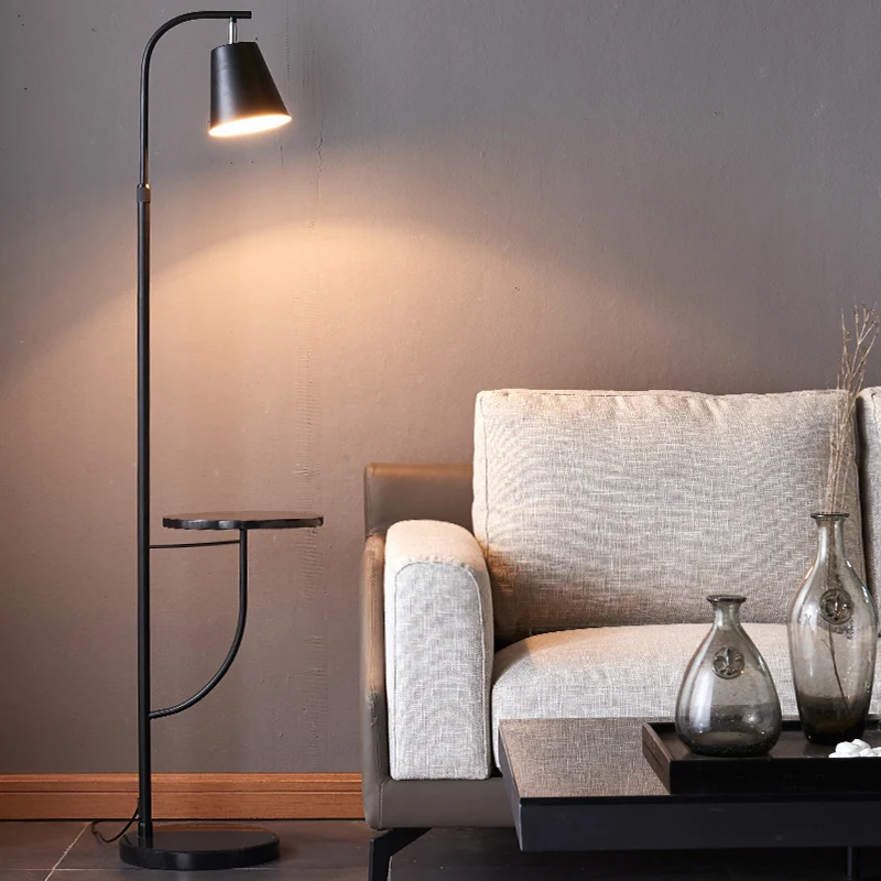 Staande lamp met metalen bel, Scandinavische stijl, 1 kop, woonkamervloerverlichting met marmeren voet Clearhalo