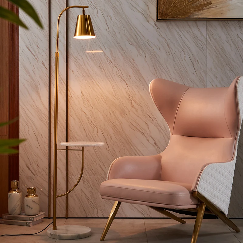 Staande lamp met metalen bel, Scandinavische stijl, 1 kop, woonkamervloerverlichting met marmeren voet Clearhalo
