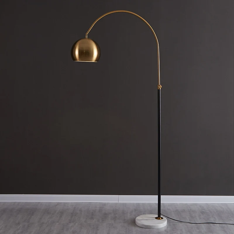 Staande staande lamp met metalen koepel, postmoderne overkoepelende staande lamp met 1 kop zwart/messing Clearhalo