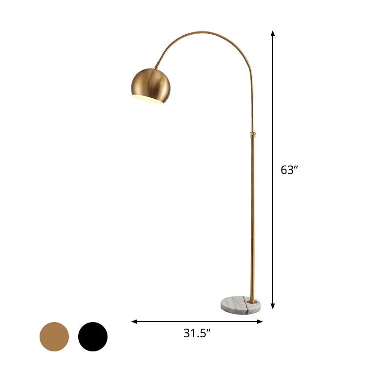 Staande staande lamp met metalen koepel, postmoderne overkoepelende staande lamp met 1 kop zwart/messing Clearhalo